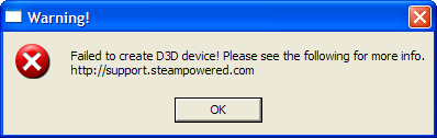 Portal 2. Failed to Create D3D Device!